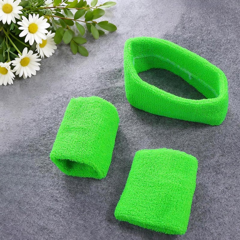 Mindow Neon Sweatbands Set, 80s Headband and Wristband Sweatbands for Women Men, Wicking Bands for Sports, Party Costume Accessories - Image 5
